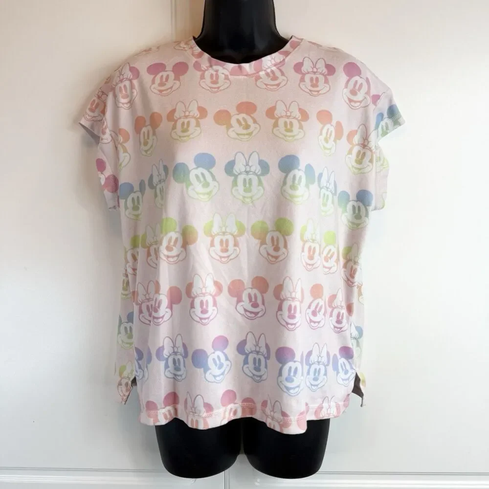 Disney Women’s Mickey Minnie Pajama Set  XL 12 / 14 Tie Dye Ombré Pastel Soft - Picture 2 of 8